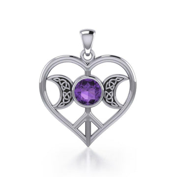 Triple Goddess Love Peace Sterling Silver Pendant with Gemstone TPD5106 - Jewelry
